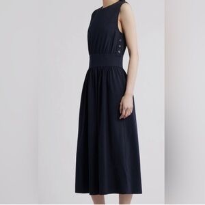 NWOT: FRAME BANDED COTTON JERSEY MIDI DRESS IN DARK NAVY BLUE SIZE XL
